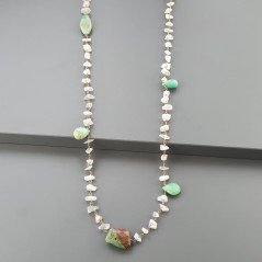 Collana A Nodo Orafo Rosato Con Pietra Di Luna (Adularia) E Crisoprasio Collana A Nodo Orafo Rosato Con Pietra Di Luna (Adularia) E Crisoprasio