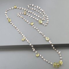 Collana A Nodo Orafo Rosato Con Labradorite Bianca,Quarzo Limone E Quarzo Limone Idrotermale