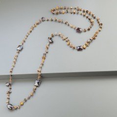 Collana A Nodo Orafo Rosato Con Occhio Di Tigre E Granato