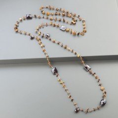 Collana A Nodo Orafo Rosato Con Occhio Di Tigre E Granato