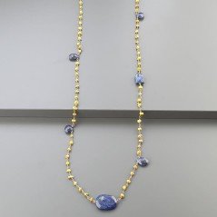 Collana A Nodo Orafo Rosato Con Agata Gialla E Lapis Lazuli