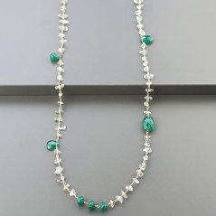 Collana A Nodo Orafo Dorato ConCristallo Di Rocca Onice Verde e Giada Verde