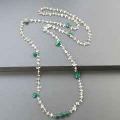 Collana A Nodo Orafo Dorato ConCristallo Di Rocca Onice Verde e Giada Verde