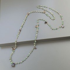 Collana A Nodo Orafo Rosato Con Avventurina Verde E Quarzo Fume