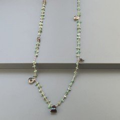 Collana A Nodo Orafo Rosato Con Avventurina Verde E Quarzo Fume