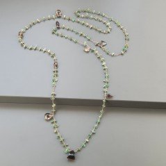 Collana A Nodo Orafo Rosato Con Avventurina Verde E Quarzo Fume