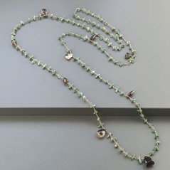 Collana A Nodo Orafo Rosato Con Avventurina Verde E Quarzo Fume
