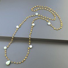 Collana A Nodo Orafo Rosato Con Agata Gialla E Crisoprasio