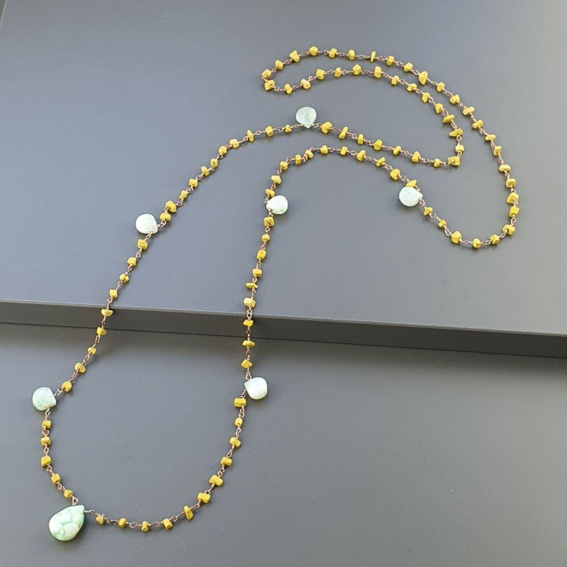 Collana A Nodo Orafo Rosato Con Agata Gialla E Crisoprasio