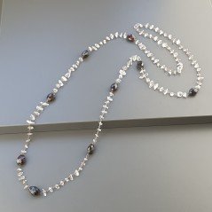 Collana A Nodo Orafo Rosato Con Granato Sassi