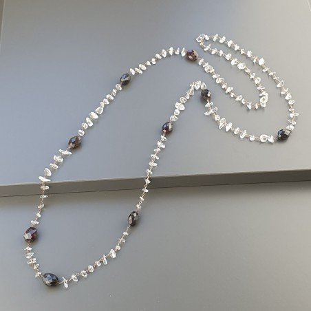 Collana A Nodo Orafo Rosato Con Granato Sassi