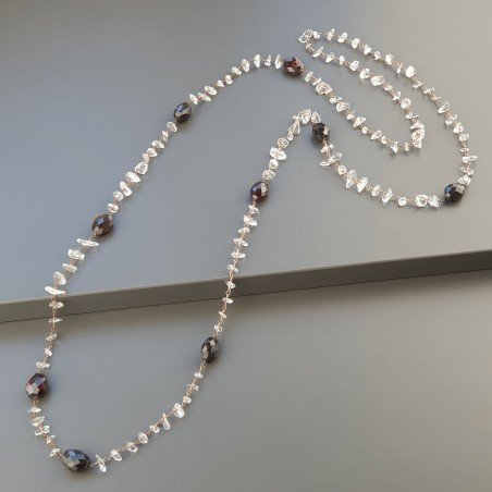 Collana A Nodo Orafo Rosato Con Granato Sassi