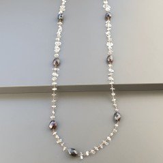 Collana A Nodo Orafo Rosato Con Granato Sassi