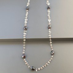 Collana A Nodo Orafo Rosato Con Granato Sassi