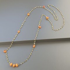 Collana A Nodo Orafo Rosato Con Peridoto E Corniola