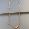 Collana A Nodo Orafo Rosato Con Peridoto E Corniola