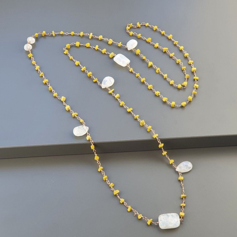 Collana A Nodo Orafo Rosato Con Agata Gialla E Labradorite Bianca Collana A Nodo Orafo Rosato Con Agata Gialla E Labradorite Bianca