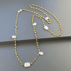 Collana A Nodo Orafo Rosato Con Agata Gialla E Labradorite Bianca Collana A Nodo Orafo Rosato Con Agata Gialla E Labradorite Bianca