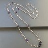 Collana A Nodo Orafo Rosato Con Labradorite Bianca,Ametista Africana E Ametista Idrotermale