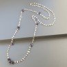 Collana A Nodo Orafo Rosato Con Labradorite Bianca,Ametista Africana E Ametista Idrotermale