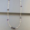 Collana A Nodo Orafo Rosato Con Labradorite Bianca,Ametista Africana E Ametista Idrotermale