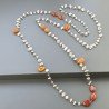 Collana A Nodo Orafo Rosato Con Labradorite Bianca E Corniola