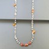 Collana A Nodo Orafo Rosato Con Labradorite Bianca E Corniola