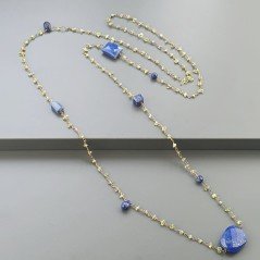 Collana A Nodo Orafo Rosato Con Peridoto E Lapis Lazuli