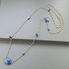 Collana A Nodo Orafo Rosato Con Peridoto E Lapis Lazuli