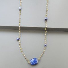 Collana A Nodo Orafo Rosato Con Peridoto E Lapis Lazuli