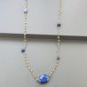 Collana A Nodo Orafo Rosato Con Peridoto E Lapis Lazuli