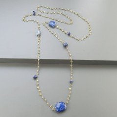 Collana A Nodo Orafo Rosato Con Peridoto E Lapis Lazuli