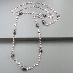 Collana A Nodo Orafo Rosato Con Labradorite Bianca E Granato Naturale