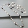 Collana A Nodo Orafo Rosato Con Labradorite Bianca E Granato Naturale
