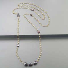 Collana A Nodo Orafo Rosato Con Peridoto E Granato