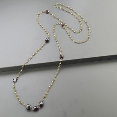 Collana A Nodo Orafo Rosato Con Peridoto E Granato