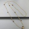Collana A Nodo Orafo Rosato Con Peridoto E Quarzo Fume