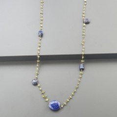 Collana A Nodo Orafo Rosato Con Peridoto E Lapis Lazuli