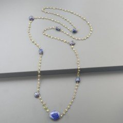 Collana A Nodo Orafo Rosato Con Peridoto E Lapis Lazuli