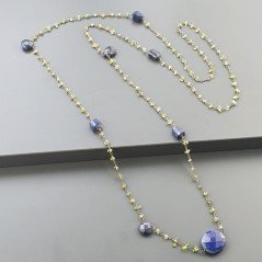 Collana A Nodo Orafo Rosato Con Peridoto E Lapis Lazuli