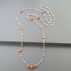 Collana A Nodo Orafo Rosato Con Labradorite Bianca E Corniola