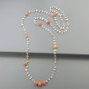 Collana A Nodo Orafo Rosato Con Labradorite Bianca E Corniola