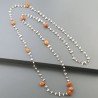 Collana A Nodo Orafo Rosato Con Labradorite Bianca E Corniola