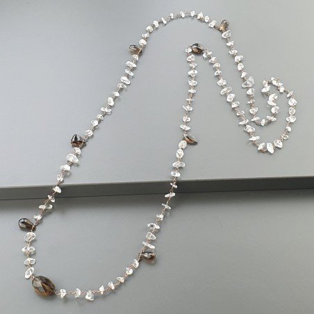 Collana A Nodo Orafo Rosato Con Quarzo Fume
