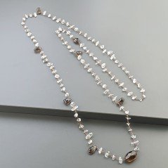 Collana A Nodo Orafo Rosato Con Quarzo Fume