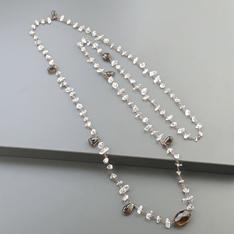 Collana A Nodo Orafo Rosato Con Quarzo Fume
