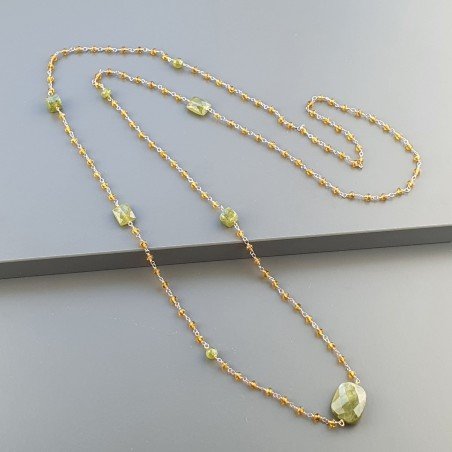 Collana A Nodo Orafo Rosato Con Cristallo Giallo E Perdoto