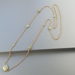 Collana A Nodo Orafo Rosato Con Cristallo Giallo E Perdoto
