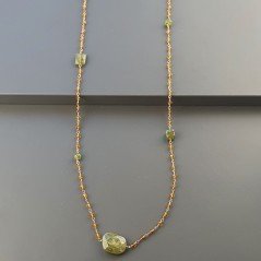 Collana A Nodo Orafo Rosato Con Cristallo Giallo E Perdoto