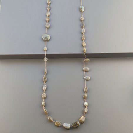 Collana A Nodo Orafo Rosato Con Labradorite  E Labradorite